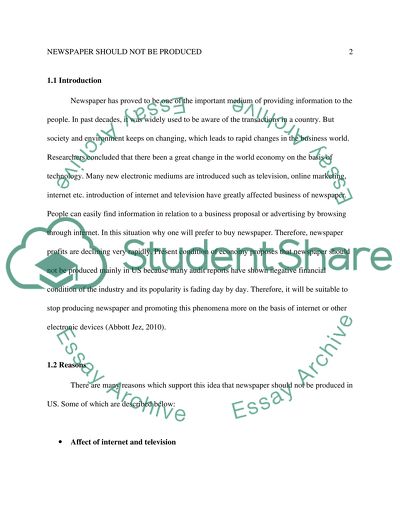 Newspaper Should Not Be Produced in the US