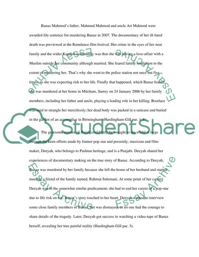 Banaz, a Young British Kurdish Woman Killed in 2006 in South London