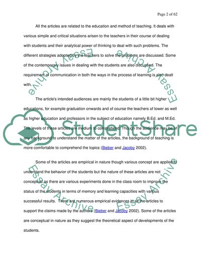 Analysis of Articles about the Education and Method of Teaching