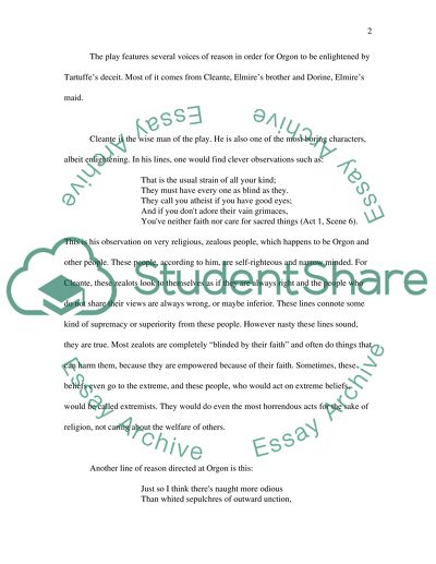 The voices of reason in Tartuffe by Jean-Baptiste Poquelin