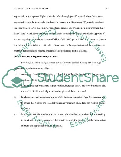 Characteristic Features of Supportive Organizations