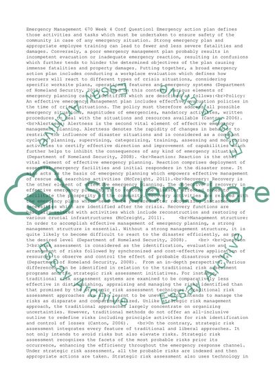 Emergency Mnagement 670 Week 4 Conf