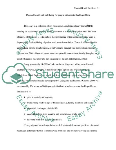 Promoting Physical Health and Well-being for People with Mental Health Problem