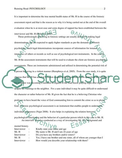 Analysis of A Forensic Assessment