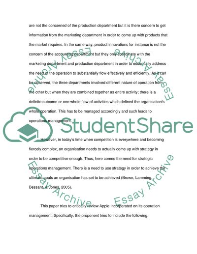 Strategic Operations Management of Apple Incorporated