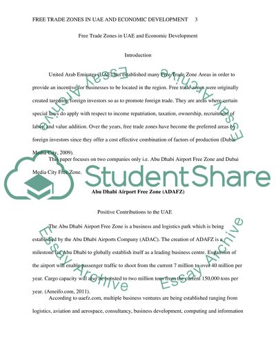 Free Trade Zones in the UAE and Economic Development