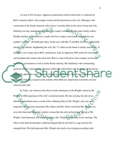 Notion of Marriage in The Stronger and Trifles