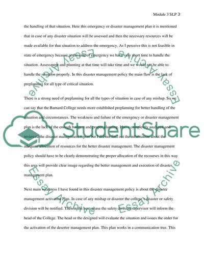 MHE509 - Emergency Planning and Methodology Module 3 - SLP