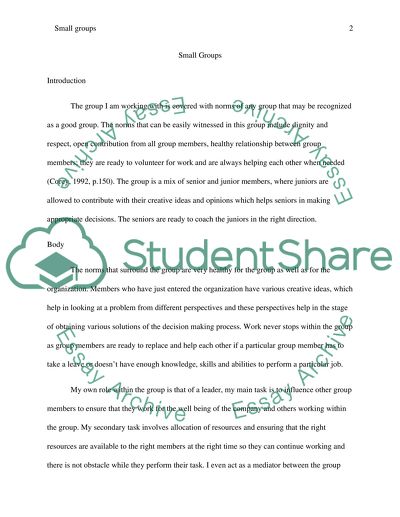 Small Groups: Process and Practice