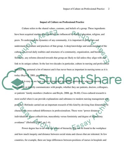 Impact of Culture on Professional Practice