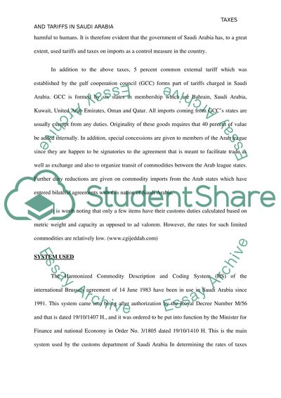 Taxes or tariffs on imports in Saudi Arabia