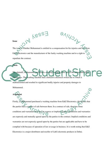 Case - Mohammed Vs. E&Z Electronics
