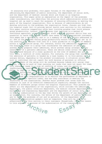 Ways to Improve Group Productivity within a hospital or medical facility