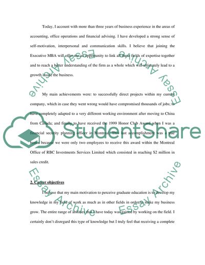 My Joining the Executive MBA