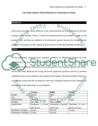 ethical dilemma in leadership essays