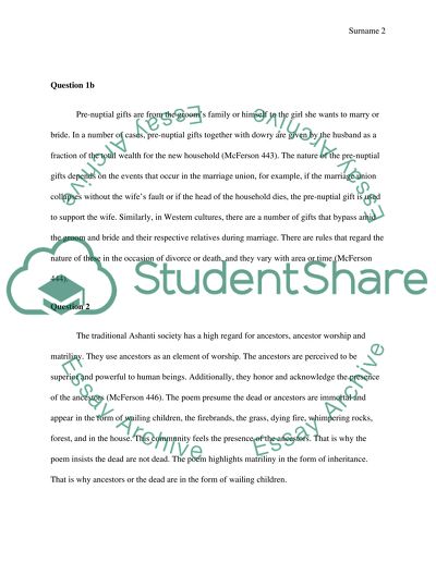 Reaction Paper to McFersons African Women