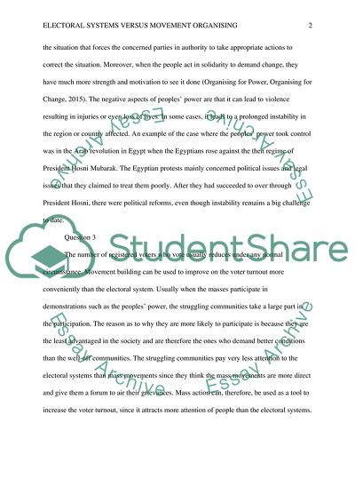 Comparison between Electoral Systems and Movement Organising