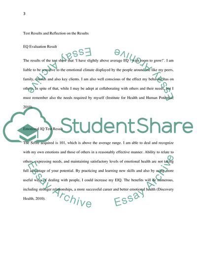 Test Results and Reflection on the Results