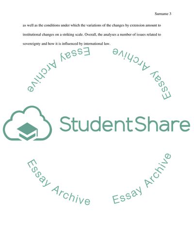 The Concept of Sovereignty and the Role That It Plays in International Law