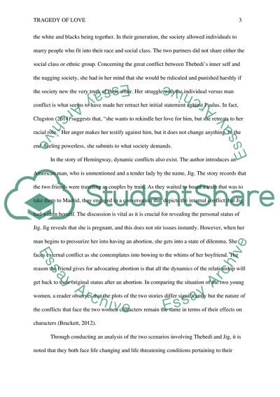 Gordimer s Country Lovers and Hemingways Hills like White Elephants