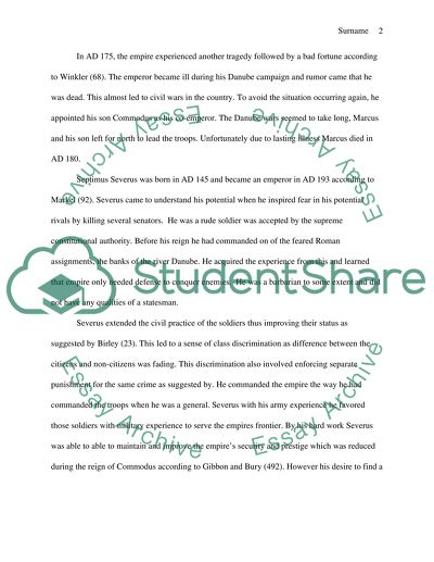 Marcus aurelius and septimus Severus and there involvement during the fall of the roman empire