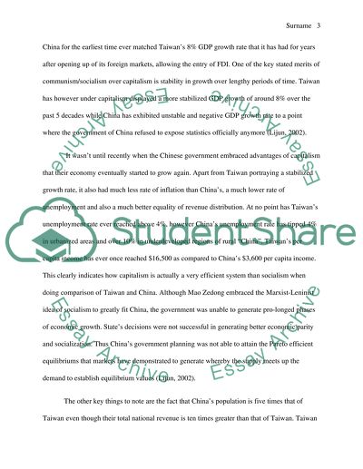 Compare china main land economic and Taiwan