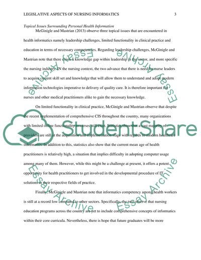 Legislative Aspects of Nursing informatics
