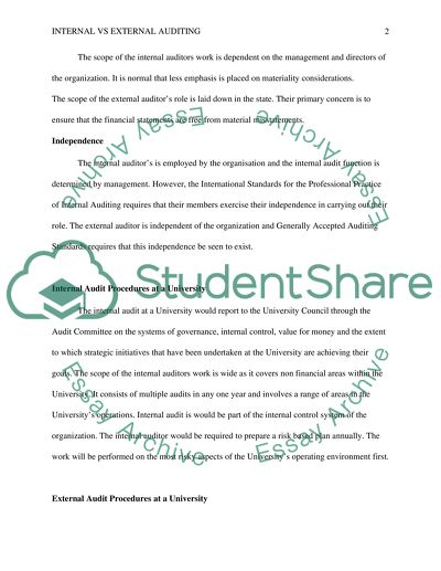 Differences between internal and external audit