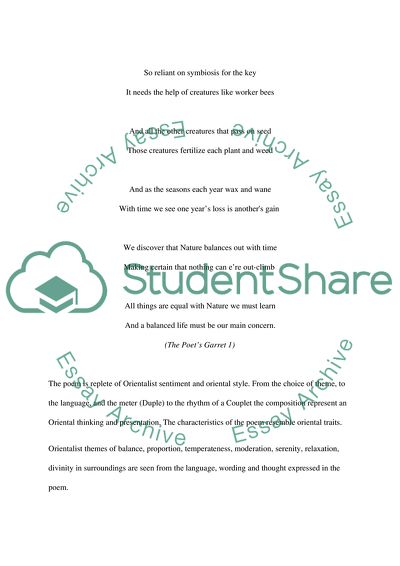 Analysis of an Oriental Poem - Nature