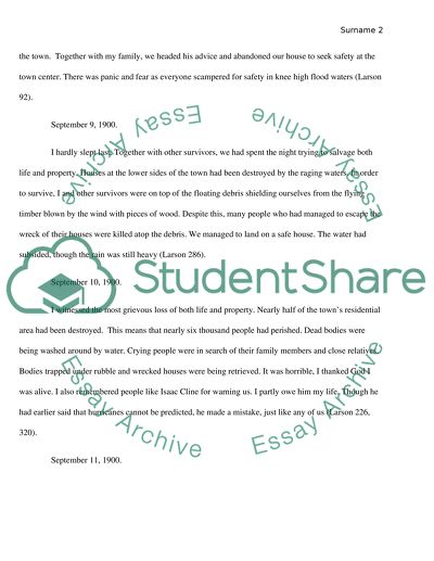 A Journal of a Survivor of the 1900 Galveston Hurricane