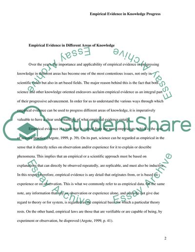 Empirical Evidence in Different Areas of Knowledge