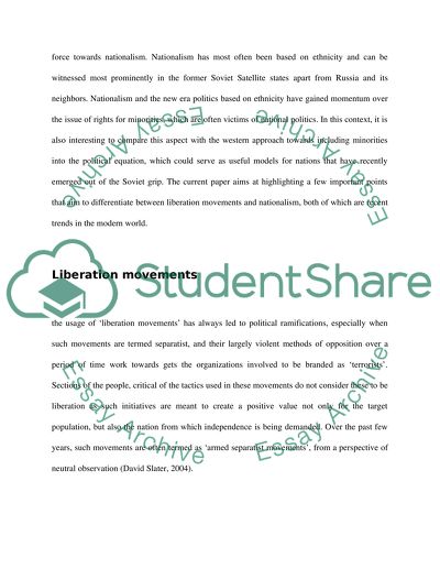 Post-colonial liberation movement vs. Post-soviet resurgent nationalism