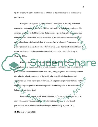 Criminal Personality: The Defence of the Aggression Genes