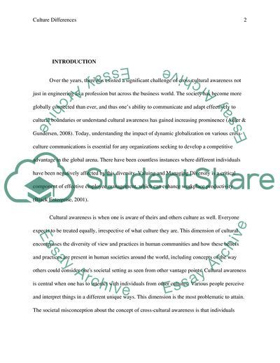 Culture Awareness and Mutual Differences