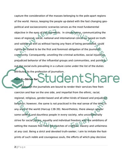 Ethical Principles In The Journalism Profession