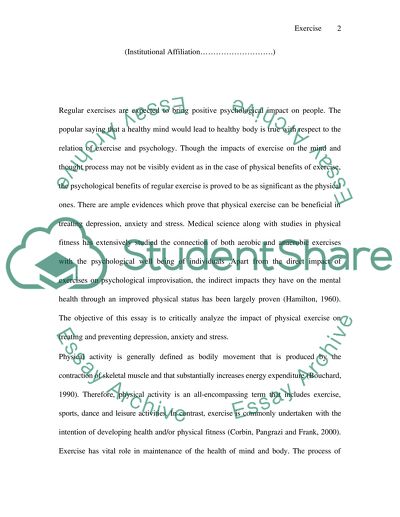 Impact of Physical Exercise on Treating and Preventing Depression, Anxiety and Stress