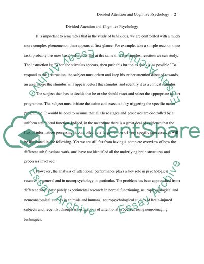 Divided Attention and Cognitive Psychology