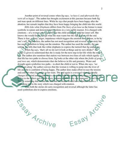 The Story of an Hour and Hills Like White Elephants