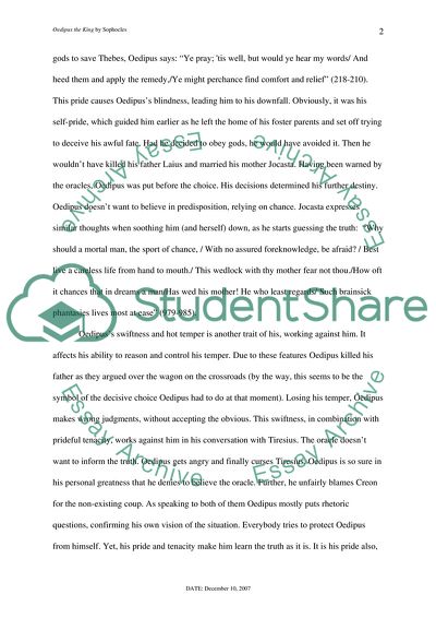 Oedipus the King as a Tragedy of a Strong Personality