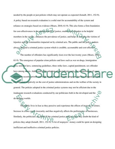 The Criminal Justice Policy the Last 20 Years