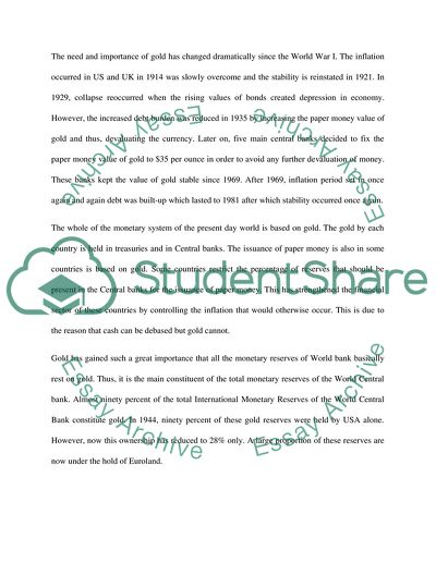 Modern value of the gold