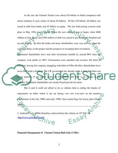 Financial Management of the Channel Tunnel