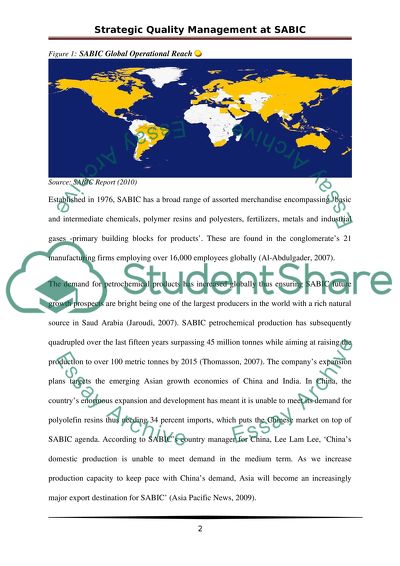 Strategy quality managment in SABIC