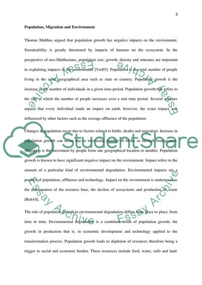 POPULATION, MIGRATION AND ENVIRONMENT