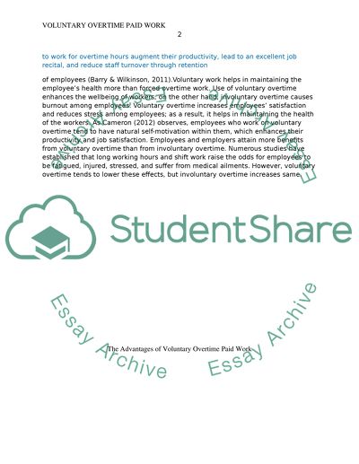 The Advantages of Voluntary Overtime Paid Work