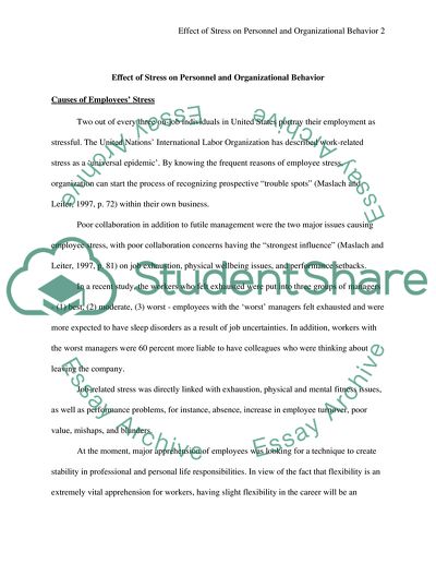 Effect of Stress on Personnel and Organizational Behavior