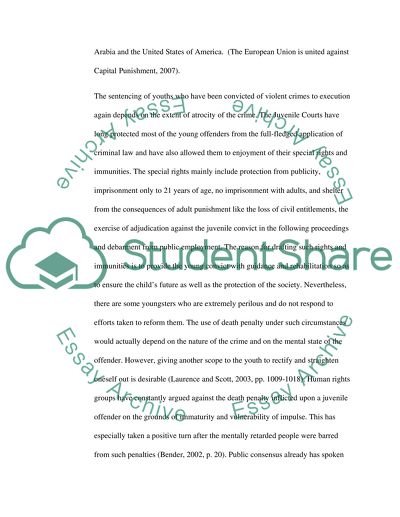 Should Teenagers be Subject to the Death Penalty