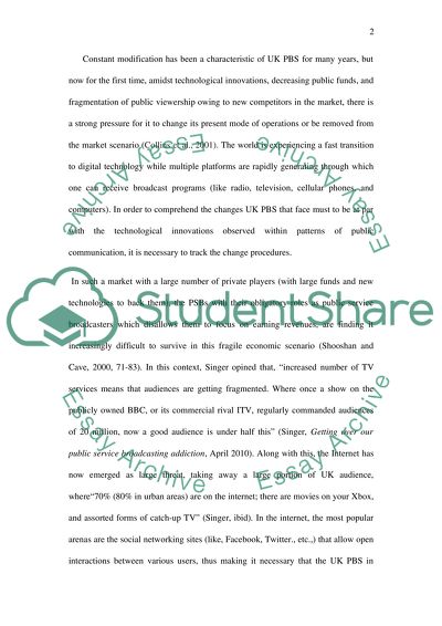 In What Ways Have the Recent Technological And Institutional Developments Shaped Public Service Broadcasting In the UK