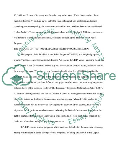 Troubled Asset Relief Program Issues