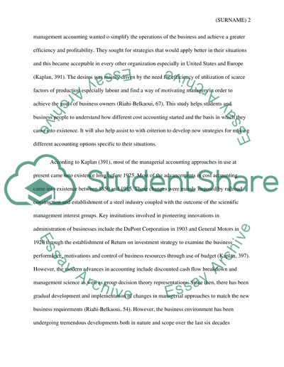 Evolution of Management Accounting